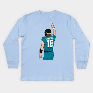 Trevor Lawrence Pointing Up Kids Long Sleeve T-Shirt